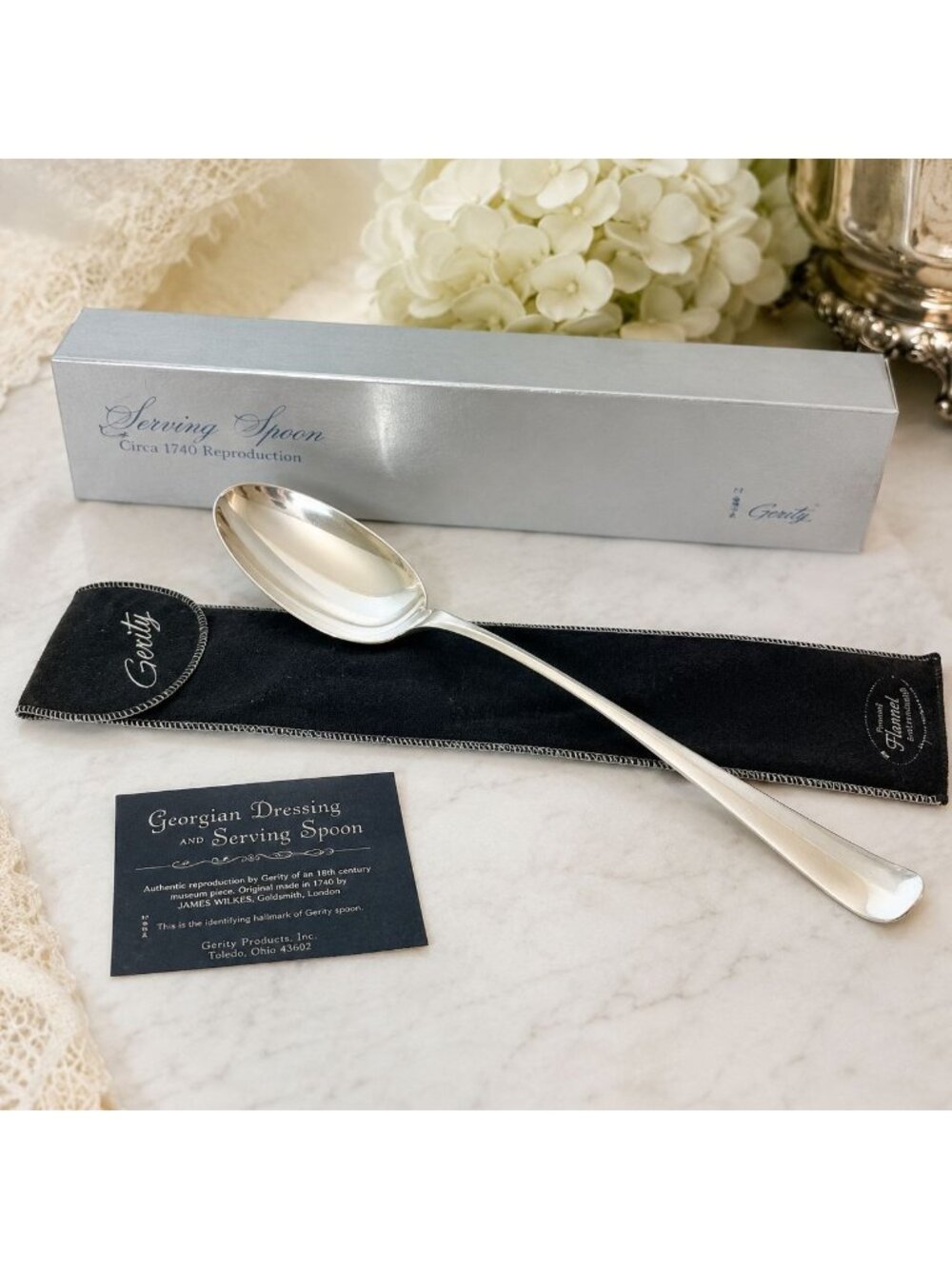 Vintage Gerity Georgian Silver Plated Serving Spoon Luxury Dining 13 Inch